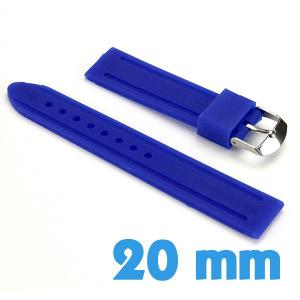 Bracelet de montre pas cher Bleu Silicone 20mm 