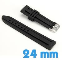 Bracelet qualité montre Silicone Noir montre 24mm