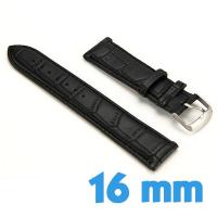 Bracelet Cuir Synthétique Noir 16 mm montre croco