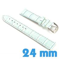 Bracelet pour montre Bleu clair Cuir Synthétique crocodile 24 mm
