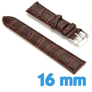 Bracelet Cuir Synthétique 1.6 cm Marron de montre croco