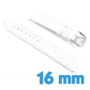 Bracelet 16 mm Blanc montre Cuir Synthétique croco
