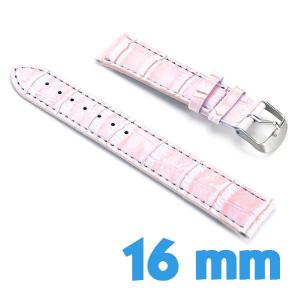 Bracelet Cuir Synthétique Rose 16 mm montre croco