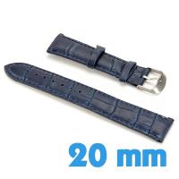 Bracelet Cuir Synthétique 2 cm Bleu royal de montre croco