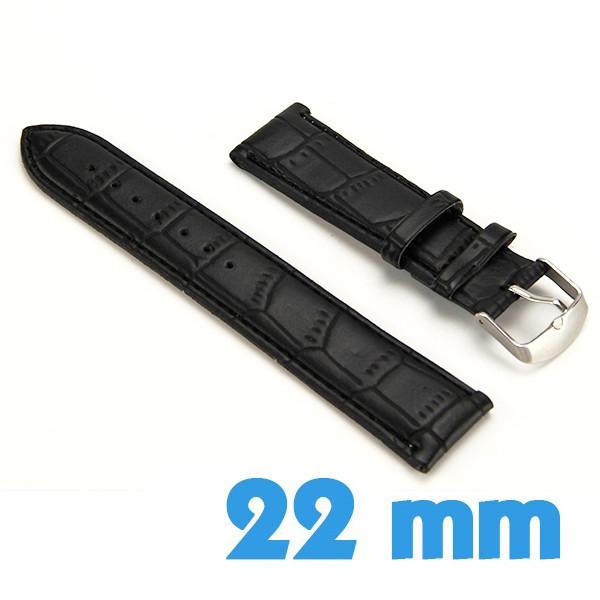 Bracelet De Montre En Cuir Lisse Noir - Rembourrage Double, Largeurs 18/20/22 Mm, Neuf Avec étiquettes