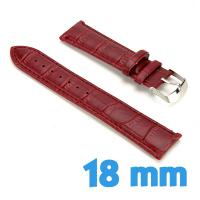 Bracelet Cuir Synthétique 18mm Rouge de montre croco