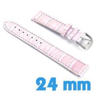 Bracelet Cuir Synthétique croco Rose montre 24 mm