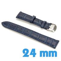 Bracelet 2.4 cm de montre Bleu profond Cuir Synthétique croco