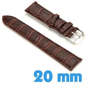 Bracelet Cuir Synthétique Marron foncé pour montre 2 cm croco