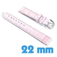 Bracelet Cuir Synthétique croco Rose saumon de montre 2.2 cm