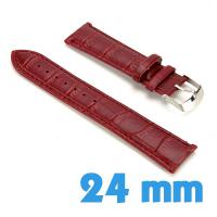 Bracelet Cuir Synthétique Rouge rubis 24 mm montre croco