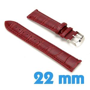 Bracelet montre Rouge bordeaux Cuir Synthétique croco 22mm
