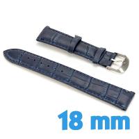 Bracelet pour montre Bleu foncé Cuir Synthétique 18 mm croco