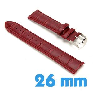 Bracelet 26 mm Rouge profond de montre Cuir Synthétique croco