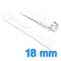 Bracelet de Montre Cuir Véritable 18 mm Blanc Croco