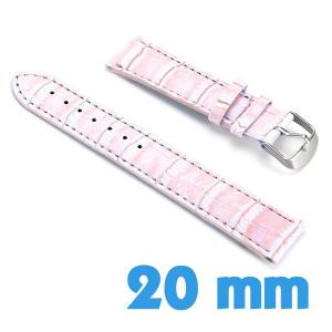 Bracelet Cuir Synthétique Rose 20mm de montre croco