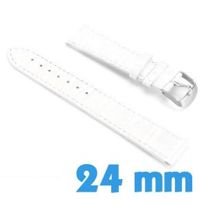 Bracelet Cuir Synthétique Blanc montre 24mm croco