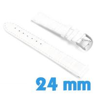 Bracelet Cuir Synthétique Blanc montre 24mm croco