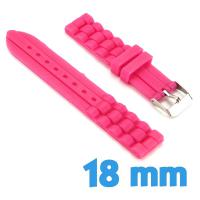 Bracelet de montre Rose fluo Silicone  18 mm