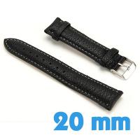 Bracelet montre Noir Cuir lézard Synthétique 20mm