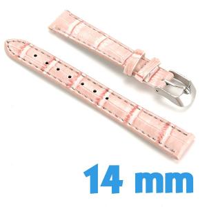 Bracelet Cuir Synthétique Rose 14 mm de montre croco