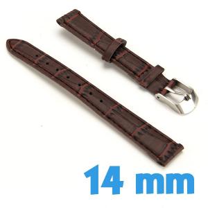 Bracelet Cuir Synthétique 14 mm Marron de montre croco