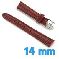 Bracelet 14 mm de montre Rouge Cuir Synthétique croco