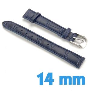 Bracelet 14mm Bleu marine pour montre Cuir Synthétique croco