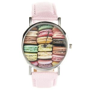 Montre rose femme pas chère macaron