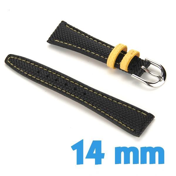 Bracelet De Montre Homme 14mm Cuir Noir – Neuf Avec Boucle Déployante