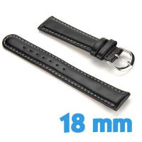 Bracelet Cuir noir 18mm de montre lisse