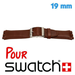 Bracelet Swatch 19mm cuir marron