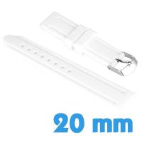 Bracelet Silicone Blanc montre 20 mm
