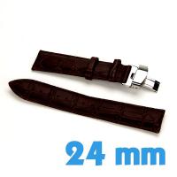 Bracelet Cuir Marron foncé 24mm boucle papillon