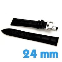 Bracelet de montre Noir Cuir 24mm croco