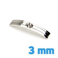 Fermoir 3 mm acier argenté double déployante