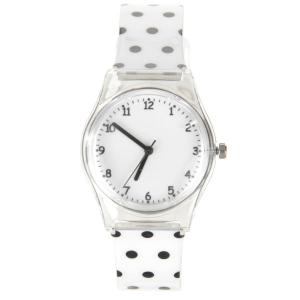 Montre pas chère à pois blanc noir