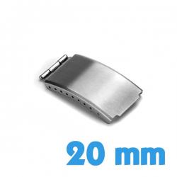 Fermoir argent acier déployant 20 mm métal brossé