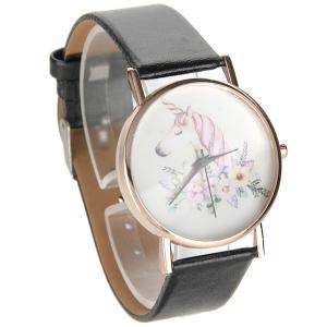Montre avec licorne et fleurs