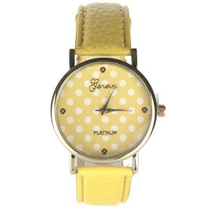 Montre incontournable mode jaune à pois 