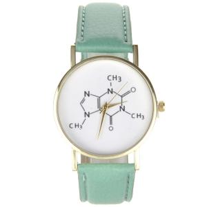 Montre avec bracelet en cuir vert chimie