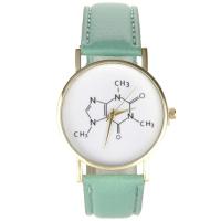 Montre avec bracelet en cuir vert chimie