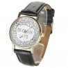 Montre chat noir cuir femme