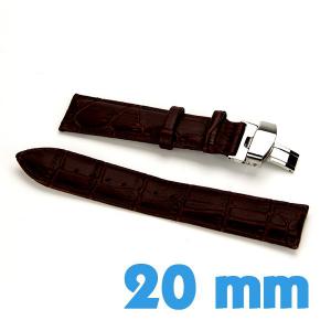 Bracelet papillon 20mm Brun montre Cuir croco