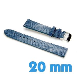 Bracelet 20 mm pour montre Bleu Cuir Synthétique 