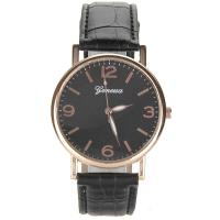 Montre homme élégante bracelet noir cuir