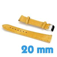 Bracelet Cuir Synthétique Jaune 20mm montre 