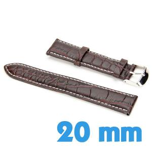 Bracelet Cuir Synthétique Brun montre 20mm croco