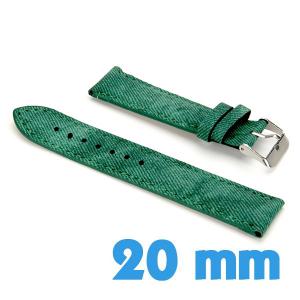 Bracelet Cuir Synthétique Vert 20 mm de montre 