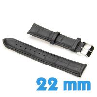 Bracelet Cuir Noir 22 mm pour montre croco